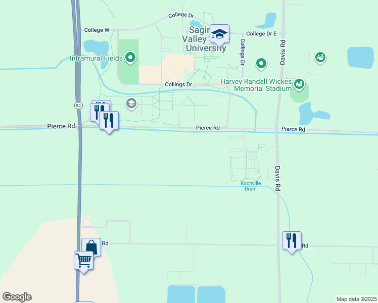 map of restaurants, bars, coffee shops, grocery stores, and more near in Saginaw