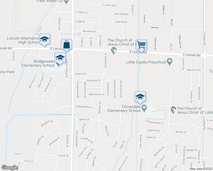 map of restaurants, bars, coffee shops, grocery stores, and more near 1285 Drystone Drive in Ammon