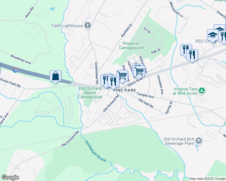 map of restaurants, bars, coffee shops, grocery stores, and more near 15 Maine 5 in Old Orchard Beach