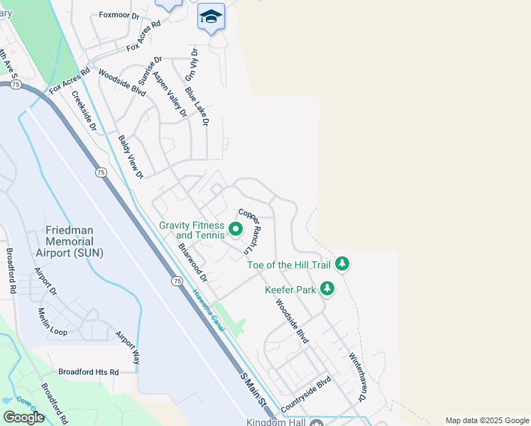 map of restaurants, bars, coffee shops, grocery stores, and more near 1011 Copper Ranch Lane in Hailey