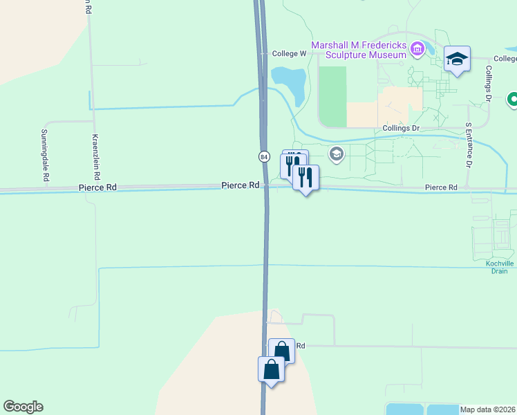 map of restaurants, bars, coffee shops, grocery stores, and more near 6900 Bay Rd in Saginaw Charter Township