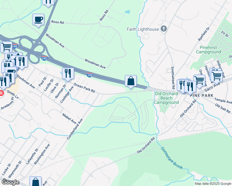 map of restaurants, bars, coffee shops, grocery stores, and more near 84 Maine 5 in Saco