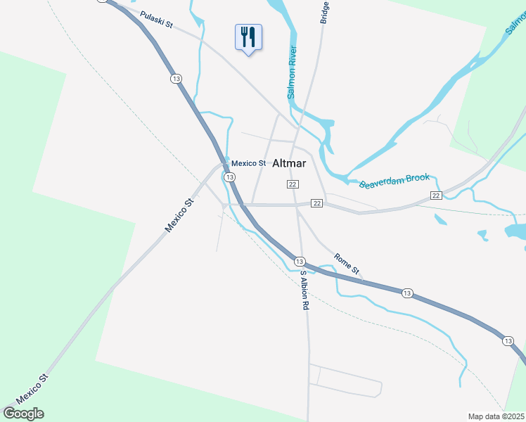 map of restaurants, bars, coffee shops, grocery stores, and more near 21 Cemetery Street in Altmar