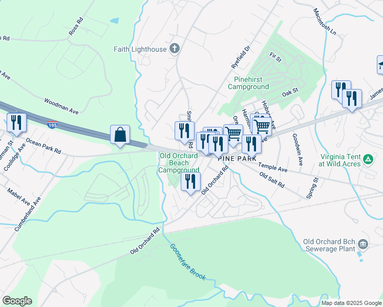 map of restaurants, bars, coffee shops, grocery stores, and more near in Old Orchard Beach