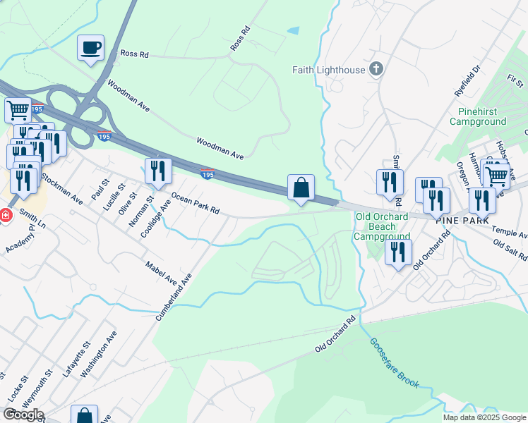 map of restaurants, bars, coffee shops, grocery stores, and more near 84 Maine 5 in Saco