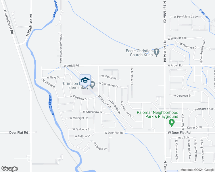 map of restaurants, bars, coffee shops, grocery stores, and more near 2149 North Sepia Avenue in Kuna