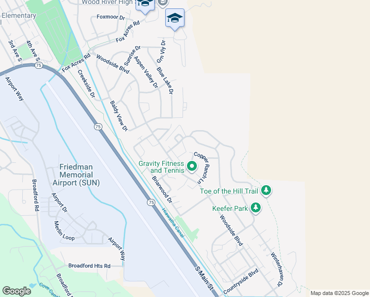 map of restaurants, bars, coffee shops, grocery stores, and more near 821 White Cloud Lane in Hailey