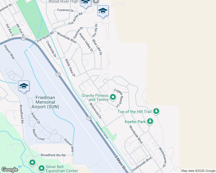map of restaurants, bars, coffee shops, grocery stores, and more near 940 Winterhaven Drive in Hailey