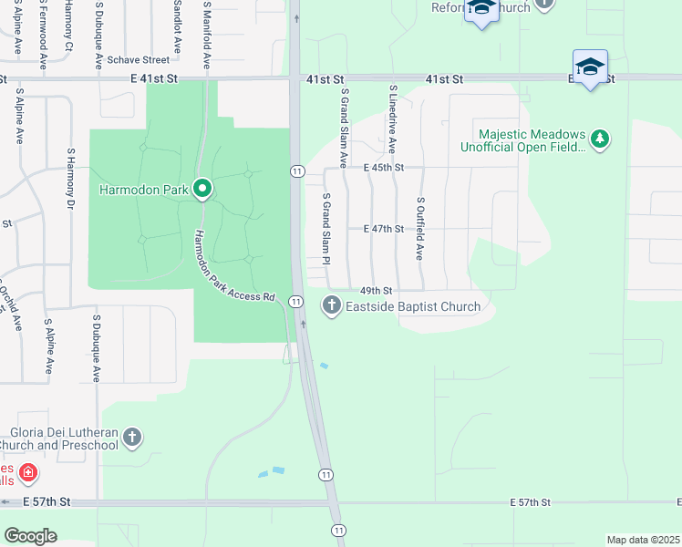 map of restaurants, bars, coffee shops, grocery stores, and more near 6101 East 49th Street in Sioux Falls