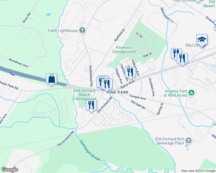 map of restaurants, bars, coffee shops, grocery stores, and more near 15 Maine 5 in Old Orchard Beach