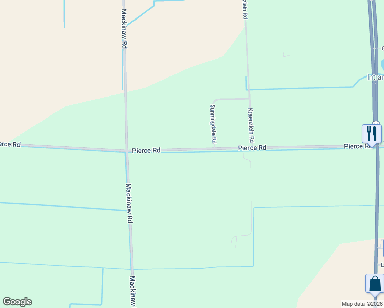 map of restaurants, bars, coffee shops, grocery stores, and more near 7007 Sunningdale Road in Saginaw