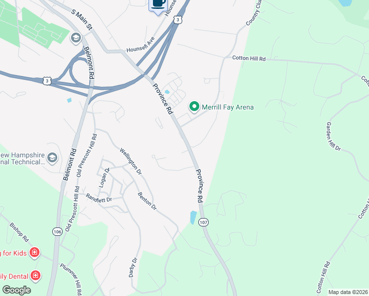 map of restaurants, bars, coffee shops, grocery stores, and more near 557 Province Road in Laconia