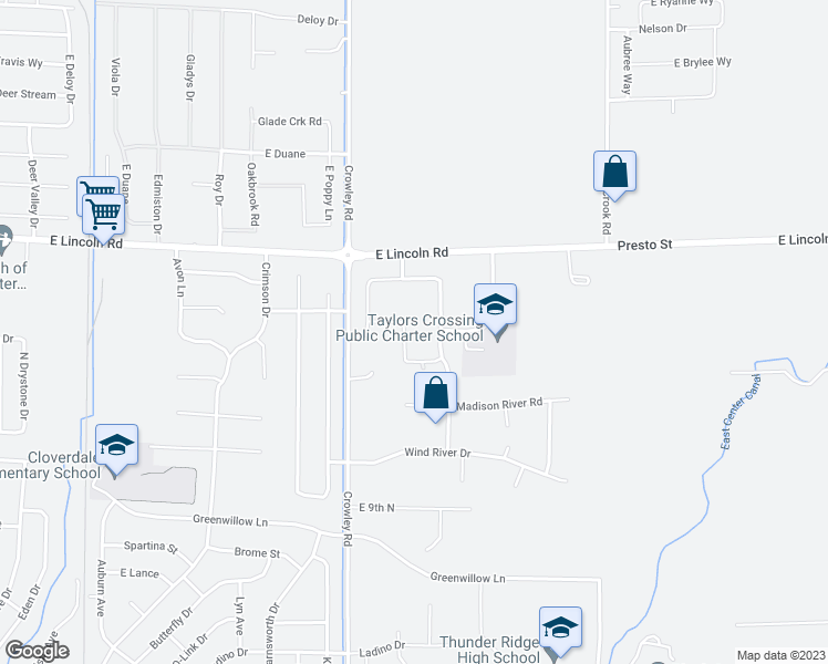 map of restaurants, bars, coffee shops, grocery stores, and more near 4621 Gemmet Creek Drive in Idaho Falls