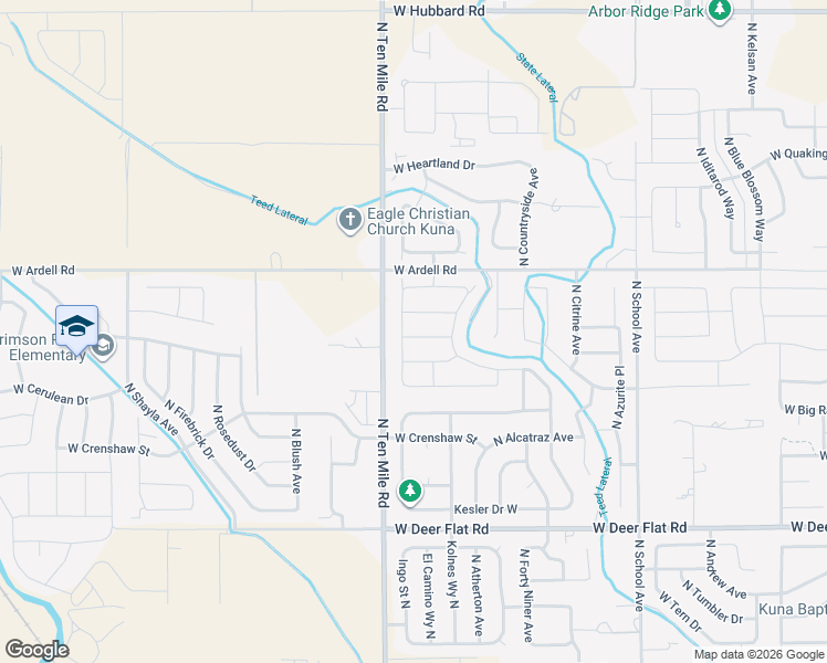 map of restaurants, bars, coffee shops, grocery stores, and more near 2063 North Klemmer Avenue in Kuna