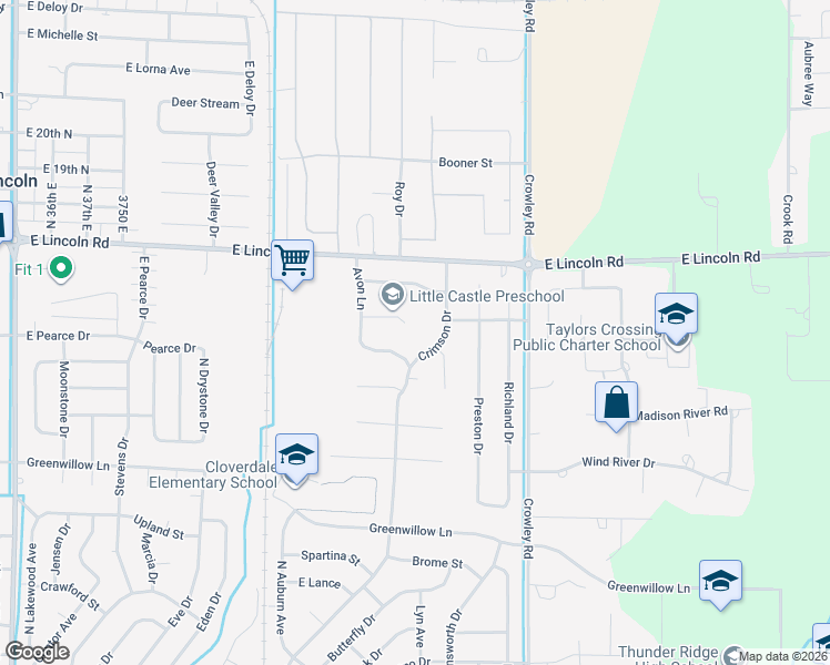 map of restaurants, bars, coffee shops, grocery stores, and more near 4268 Lewiston Place in Idaho Falls