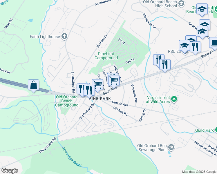 map of restaurants, bars, coffee shops, grocery stores, and more near 9 Harmon Avenue in Old Orchard Beach