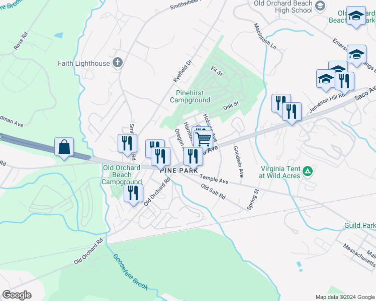 map of restaurants, bars, coffee shops, grocery stores, and more near 9 Harmon Avenue in Old Orchard Beach