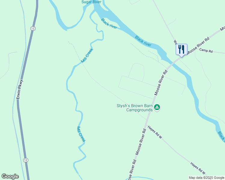 map of restaurants, bars, coffee shops, grocery stores, and more near 3396 Devoe Road in Boonville