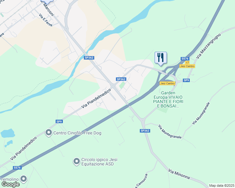 map of restaurants, bars, coffee shops, grocery stores, and more near 22 Via Minonna in Jesi