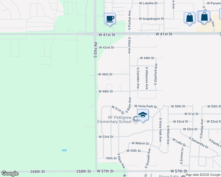 map of restaurants, bars, coffee shops, grocery stores, and more near 8100 West 48th Street in Sioux Falls