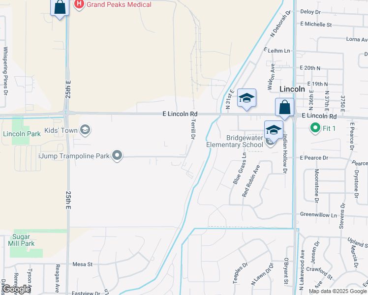 map of restaurants, bars, coffee shops, grocery stores, and more near 2901 Terrill Drive in Idaho Falls