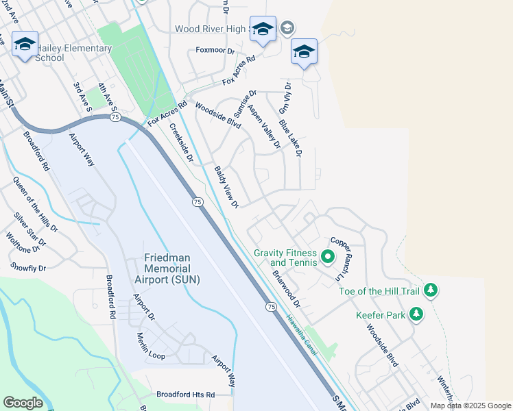 map of restaurants, bars, coffee shops, grocery stores, and more near 1561 Baldy View Drive in Hailey