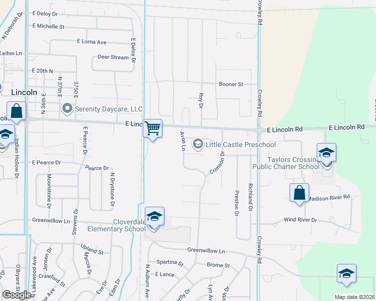 map of restaurants, bars, coffee shops, grocery stores, and more near 1507 Avon Lane in Idaho Falls