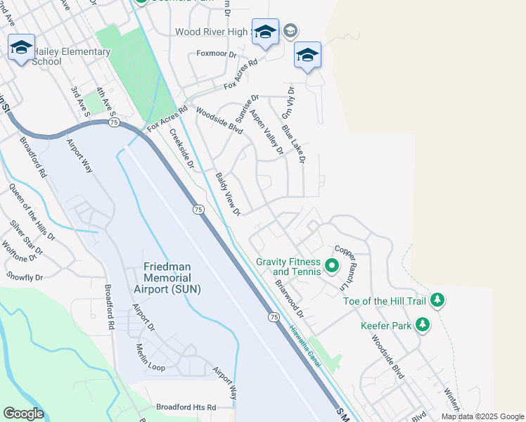 map of restaurants, bars, coffee shops, grocery stores, and more near 1561 Baldy View Drive in Hailey