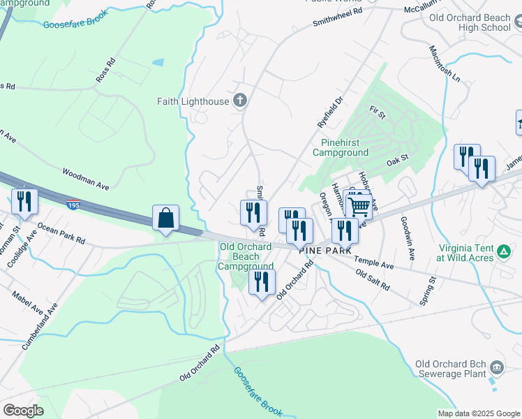 map of restaurants, bars, coffee shops, grocery stores, and more near 5 Smithwheel Road in Old Orchard Beach