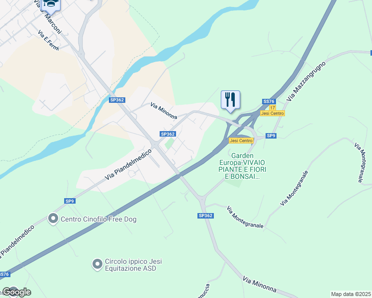 map of restaurants, bars, coffee shops, grocery stores, and more near 1TE Via Tronto in Jesi
