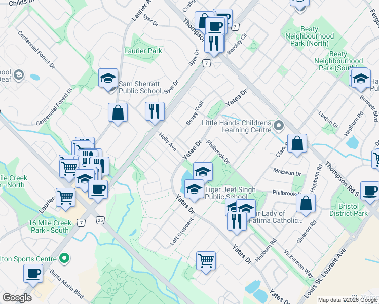 map of restaurants, bars, coffee shops, grocery stores, and more near 680 McEastern Path in Milton