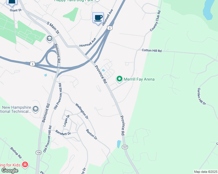 map of restaurants, bars, coffee shops, grocery stores, and more near 466 Province Road in Laconia