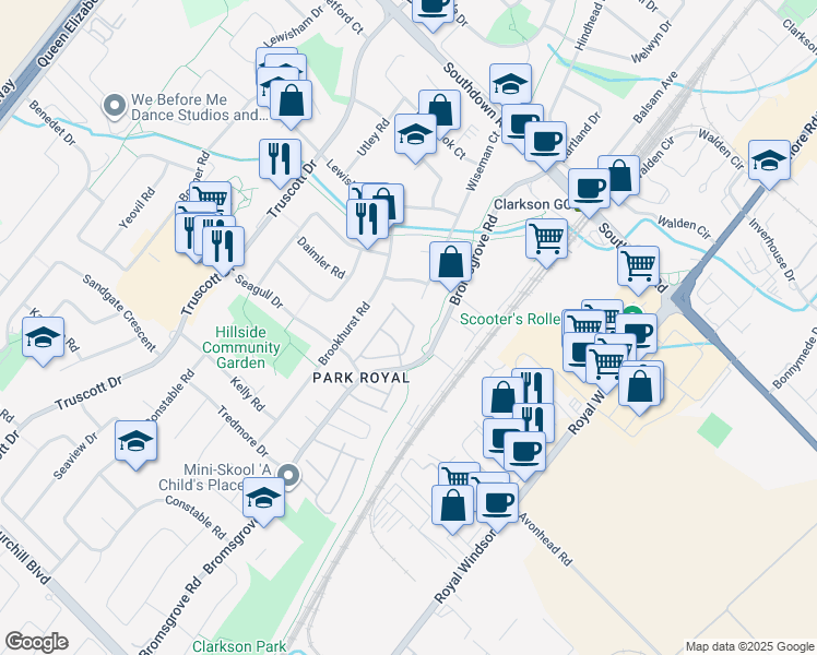 map of restaurants, bars, coffee shops, grocery stores, and more near 85 Kennedy Rd North in Brampton