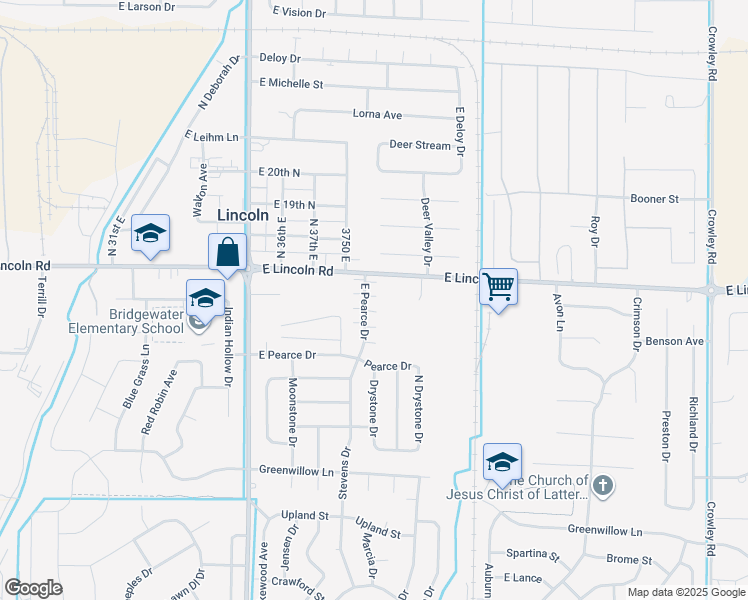 map of restaurants, bars, coffee shops, grocery stores, and more near 1624 North Stevens Drive in Idaho Falls