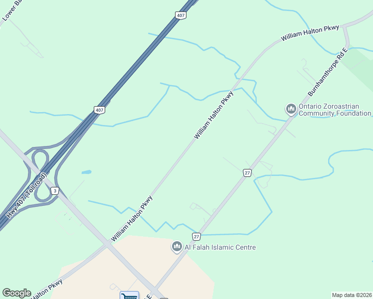 map of restaurants, bars, coffee shops, grocery stores, and more near William Halton Parkway in Oakville