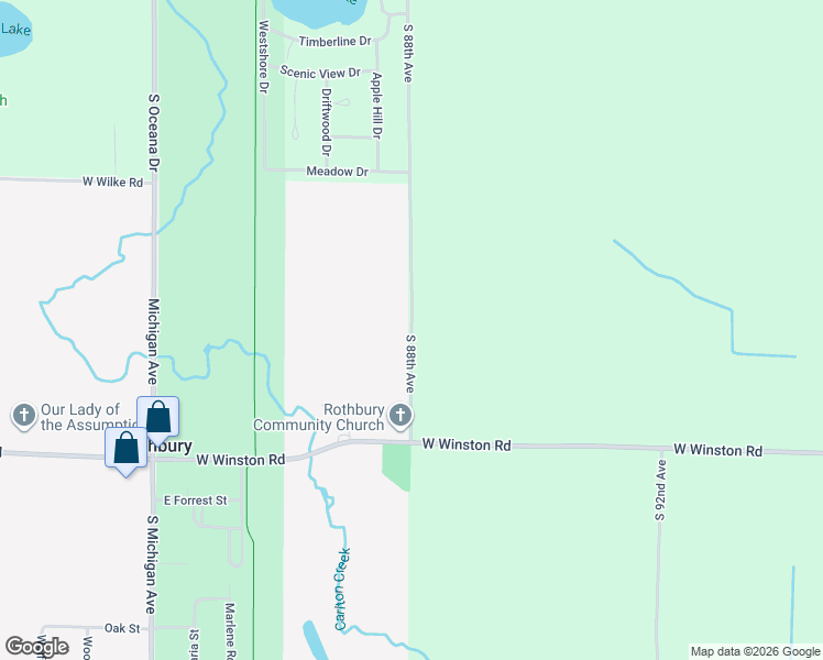 map of restaurants, bars, coffee shops, grocery stores, and more near 7403 South 88th Avenue in Rothbury