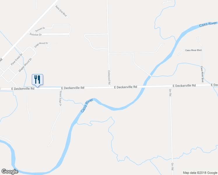 map of restaurants, bars, coffee shops, grocery stores, and more near 1998 East Deckerville Road in Caro