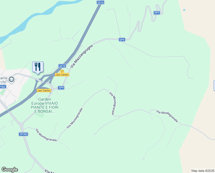 map of restaurants, bars, coffee shops, grocery stores, and more near 19 Via Montegranale in Provincia di Ancona