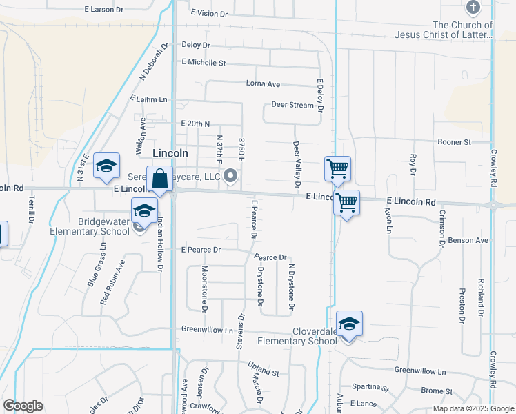 map of restaurants, bars, coffee shops, grocery stores, and more near 1648 North Stevens Drive in Idaho Falls
