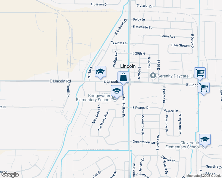 map of restaurants, bars, coffee shops, grocery stores, and more near 1584 Indian Hollow Drive in Idaho Falls