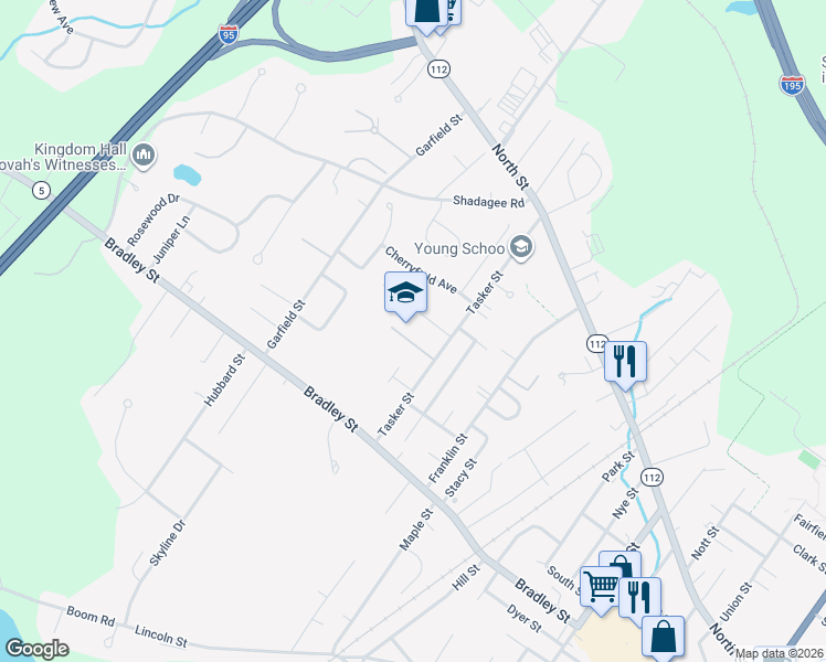 map of restaurants, bars, coffee shops, grocery stores, and more near 19 1/2 Tasker St in Saco