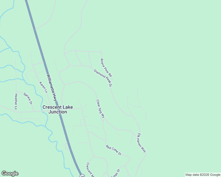 map of restaurants, bars, coffee shops, grocery stores, and more near Diamond Peak Drive in Klamath County