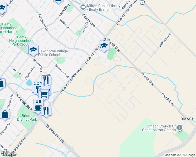 map of restaurants, bars, coffee shops, grocery stores, and more near 1195 Stirling Todd Terrace in Milton