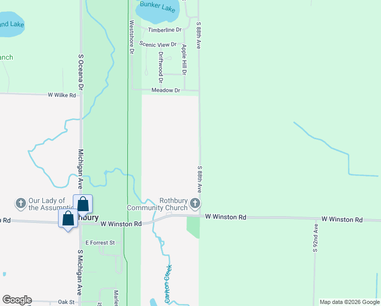 map of restaurants, bars, coffee shops, grocery stores, and more near 7403 South 88th Avenue in Rothbury