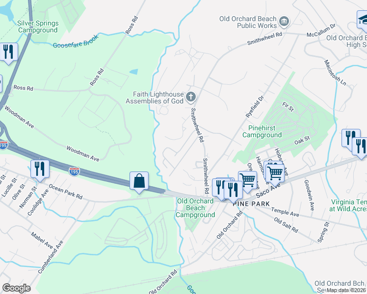 map of restaurants, bars, coffee shops, grocery stores, and more near 30 Goosefare Drive in Old Orchard Beach