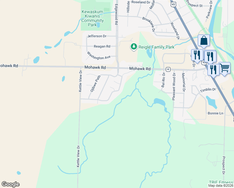 map of restaurants, bars, coffee shops, grocery stores, and more near 825 Prairie Gardens in Kewaskum