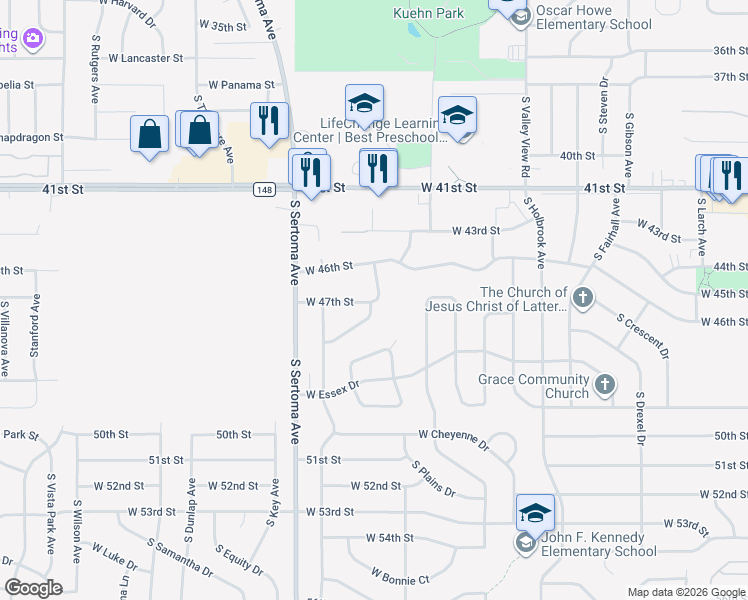 map of restaurants, bars, coffee shops, grocery stores, and more near 3813 South Morrow Drive in Sioux Falls