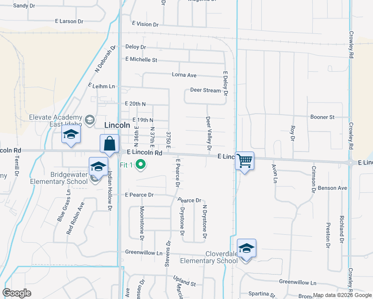 map of restaurants, bars, coffee shops, grocery stores, and more near 3789 Deer Run Drive in Idaho Falls