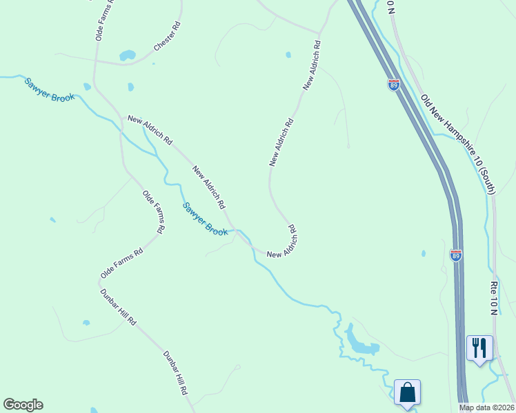 map of restaurants, bars, coffee shops, grocery stores, and more near 274 New Aldrich Road in Grantham