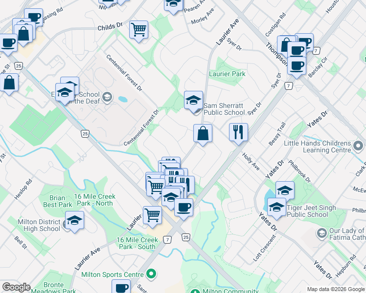 map of restaurants, bars, coffee shops, grocery stores, and more near 510 Beaver Court in Milton